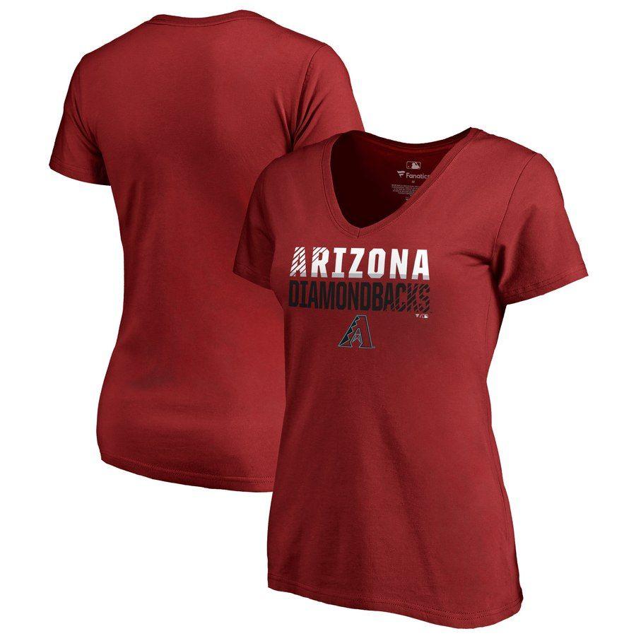 Red Diamondback Logo - Women's Fanatics Branded Red Arizona Diamondbacks Fade Out V Neck T