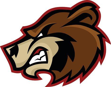 Grizzly Bear Sports Logo - Bear Mascot Logo Vector Art Illustration. Grizzlies Bears Logos