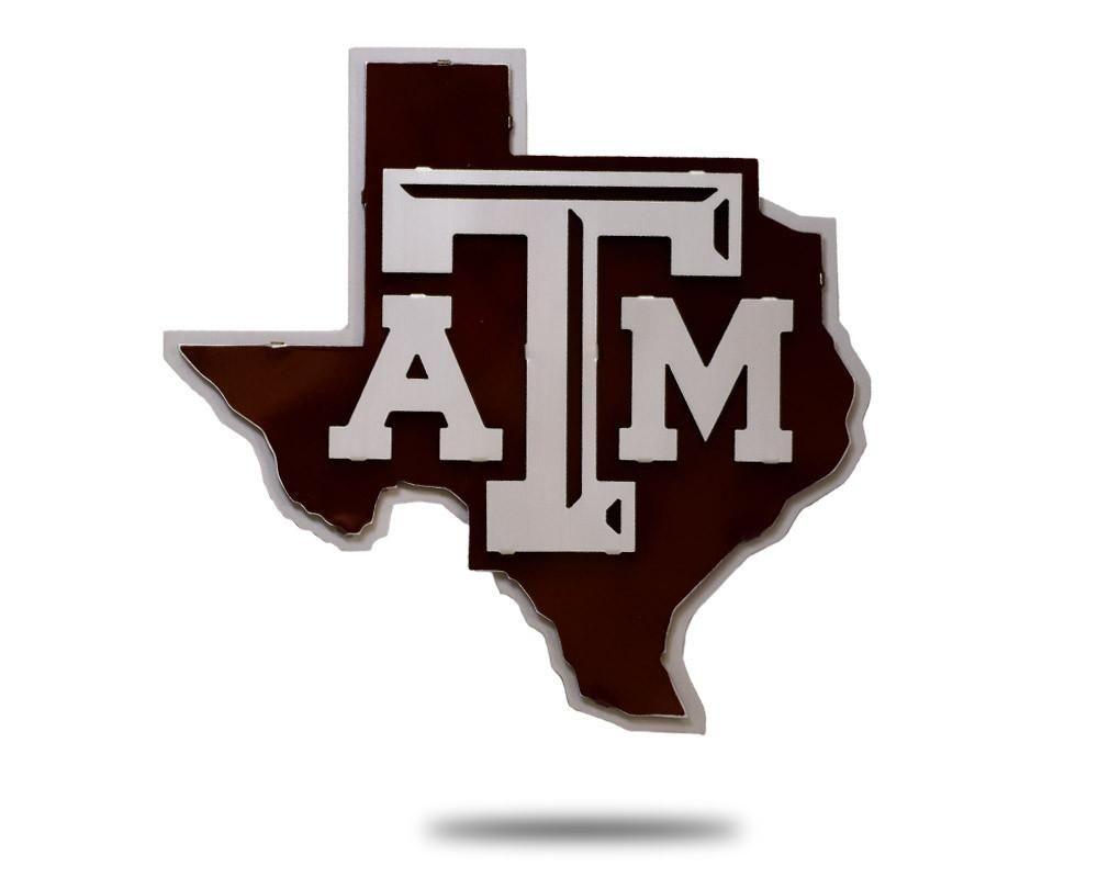 Maroon Texas A&M Logo - Texas A&M University Logo 3D Vintage Metal Artwork - Hex Head Art