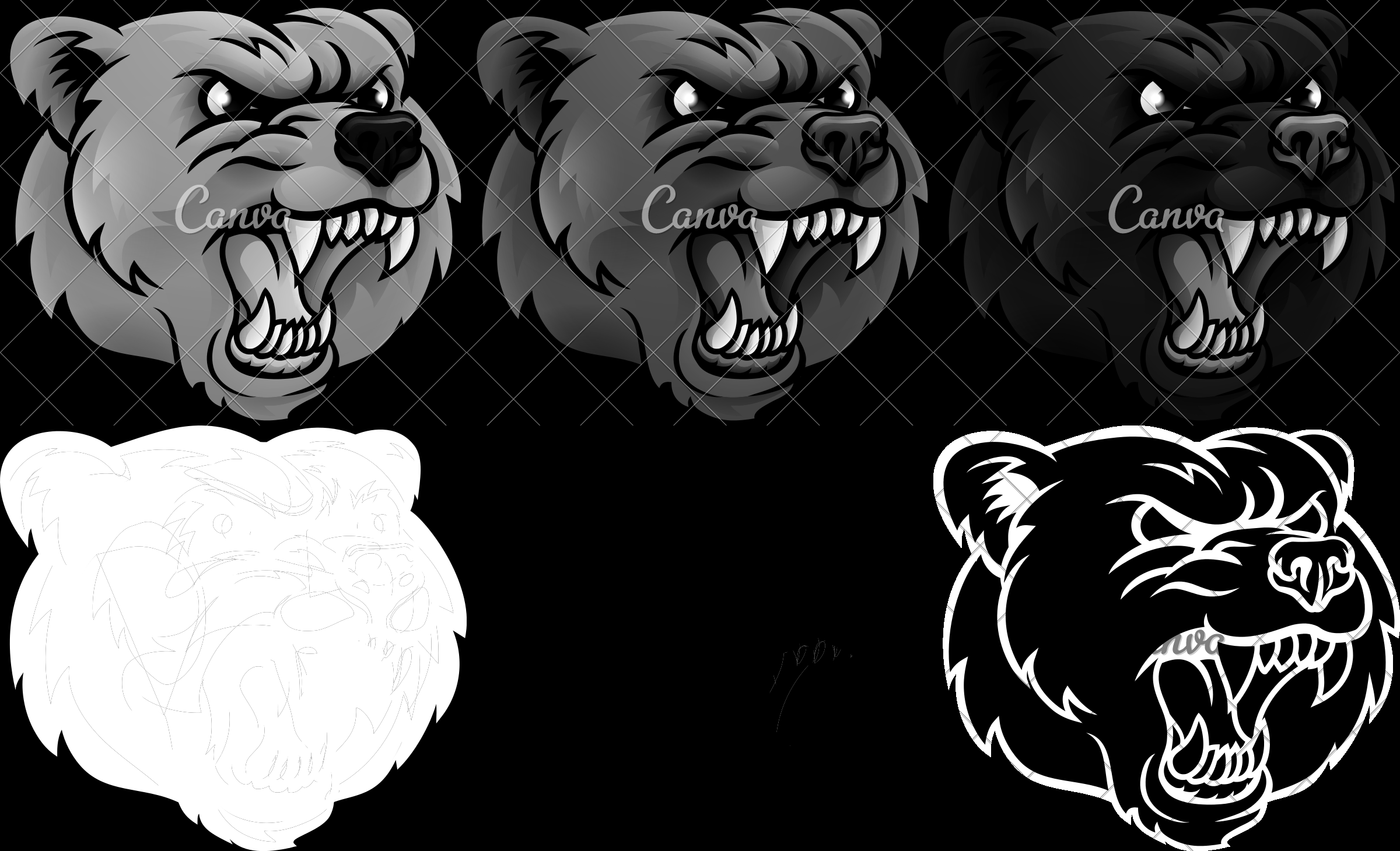 Grizzly Bear Sports Logo - Grizzly Bear Sports Mascot Angry Face - Icons by Canva