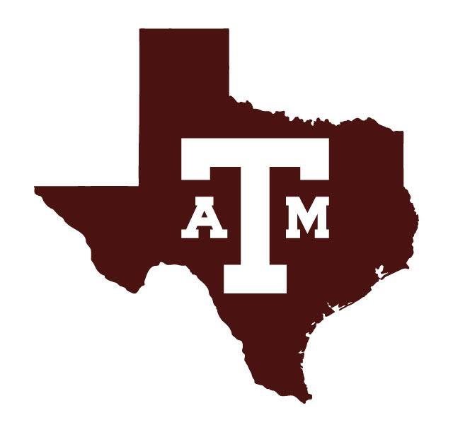 Maroon Texas A&M Logo - Four versions of the Texas A&M logo inside the state silhouette ...