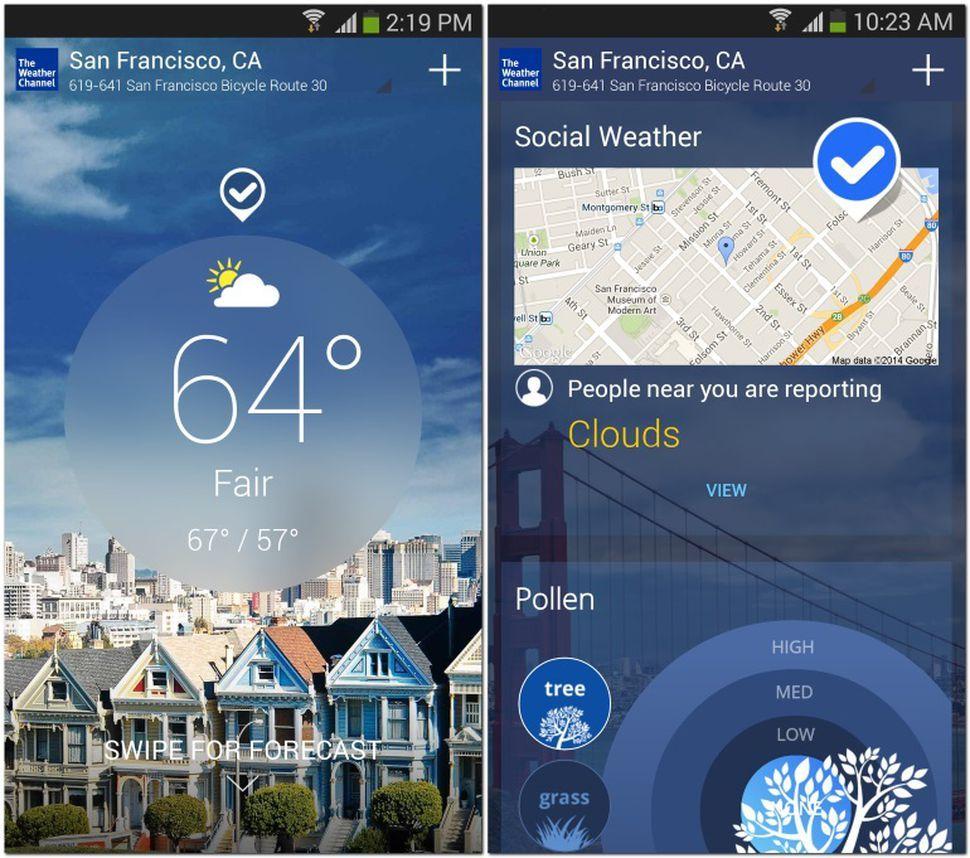 weather channel app switch between locations