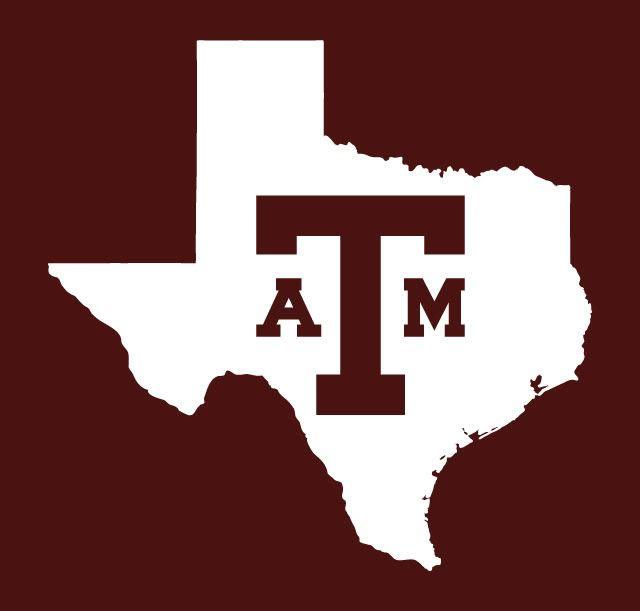 Maroon Texas A&M Logo - Four versions of the Texas A&M logo inside the state silhouette ...