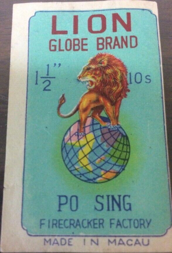 Lion Globe Logo - Vintage Lion Globe Firecracker Penny Pack Label | eBay