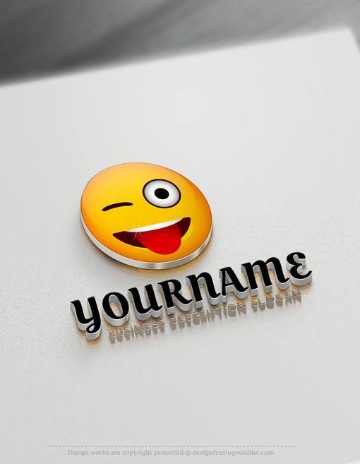 Eyes Emoji Logo - free Crazy emoji logo maker Free Winking Eye Emoji Logo design