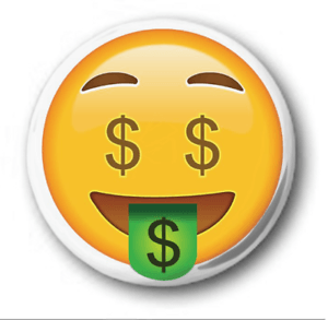 Eyes Emoji Logo - MONEY EYES EMOJI 1 Button Badge Emoticon Smiley Face
