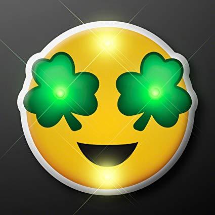 Eyes Emoji Logo - Green Irish Shamrock Eyes Emoji Light Up Flashing LED