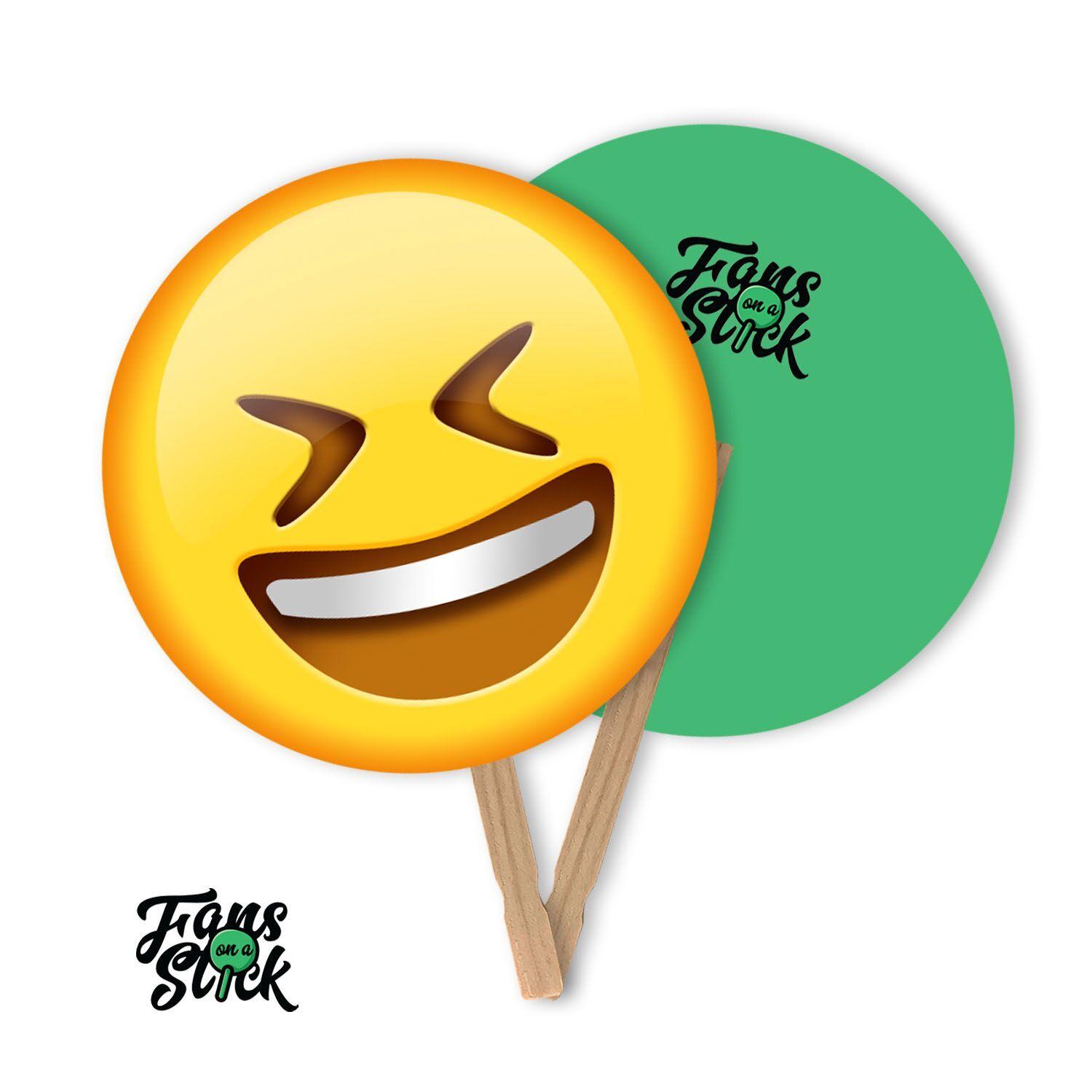 Eyes Emoji Logo - Funny Crossed Eyes Emoji Fans on a Stick - Fans On a Stick