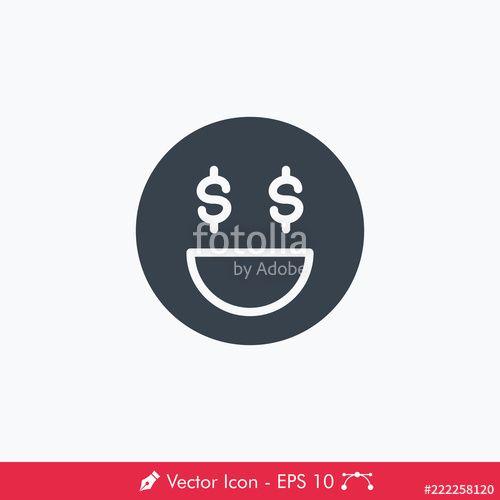 Eyes Emoji Logo - Money Eyes Emoji (Emoticon) Icon / Vector Stock image and royalty