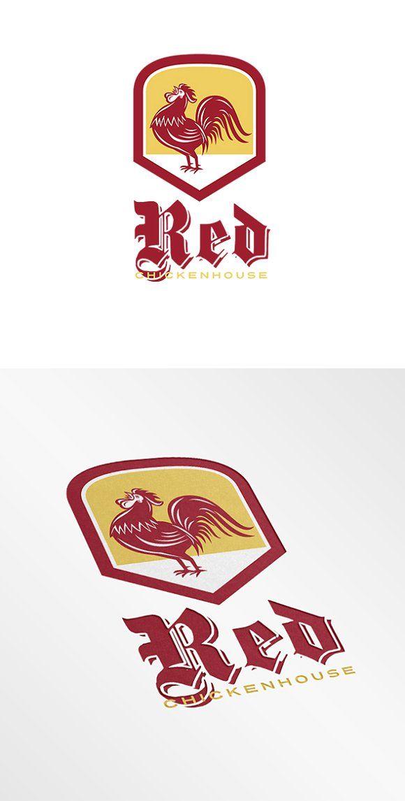 Red Shield Animal Logo - Red Chicken House Logo ~ Logo Templates ~ Creative Market