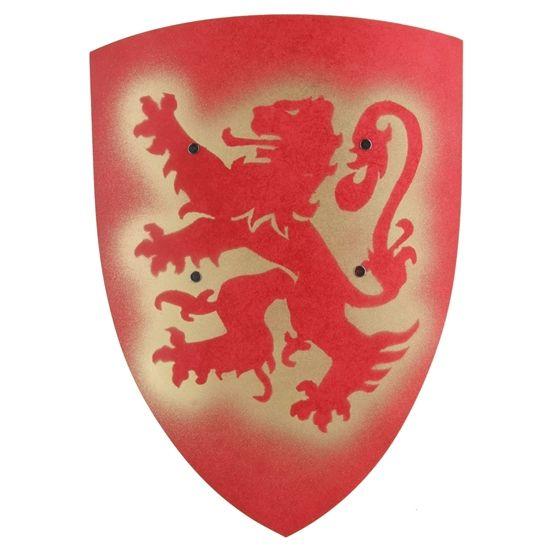 Red Shield Animal Logo - Toy Estate. Red knight shield with lion
