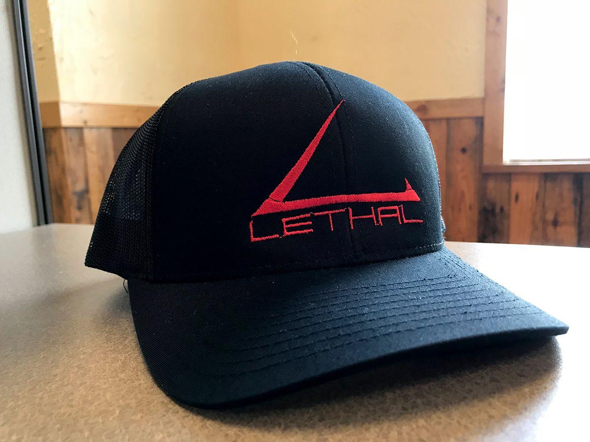 All Black and Red Logo - Logo Mesh Back Hat - Black with Red Logo