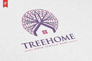 Home Tree Logo - Tree Home Eco Logo Logo Templates Creative Market