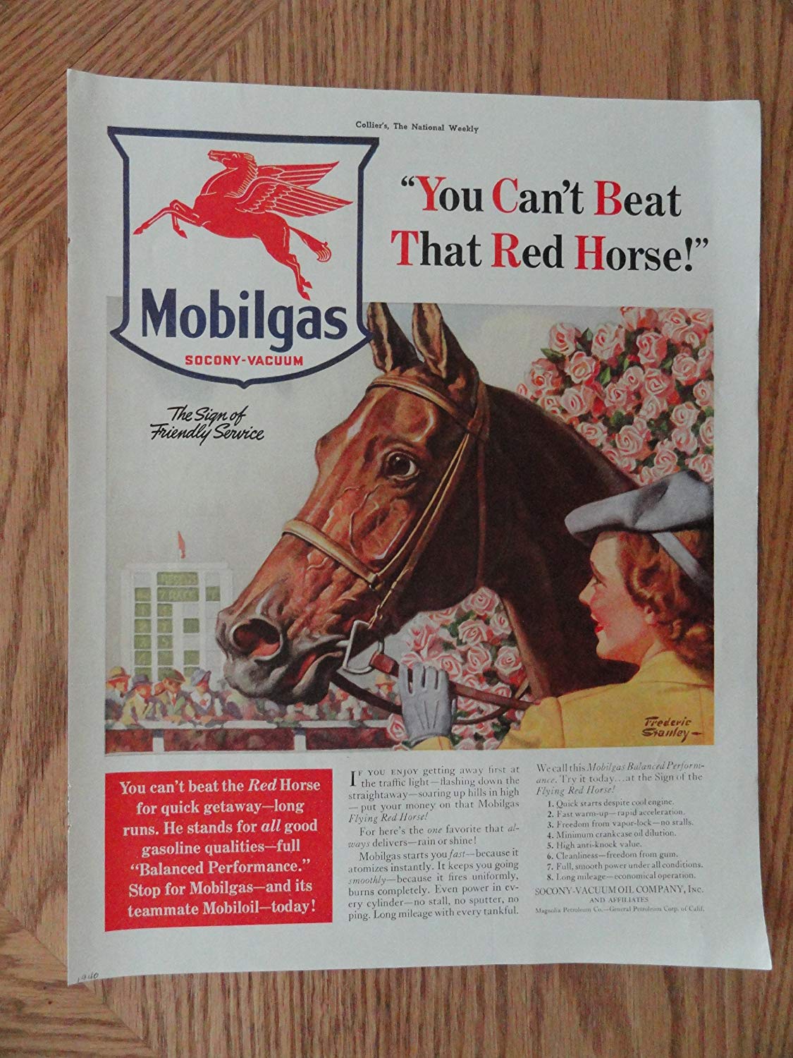 Red Horse Corp Logo - Amazon.com: Mobilgas Socony-vacuum, Vintage 40's full page print ad ...