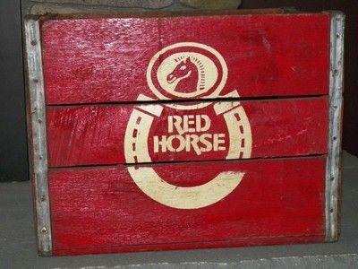 Red Horse Corp Logo - Vintage Original Red Horse Beer Wood Crate Case Box w/ Handles San ...