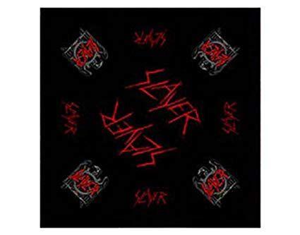 Red and Black Band Logo - Slayer Black Red Eagle Scratched Band Logo Bandana% Official