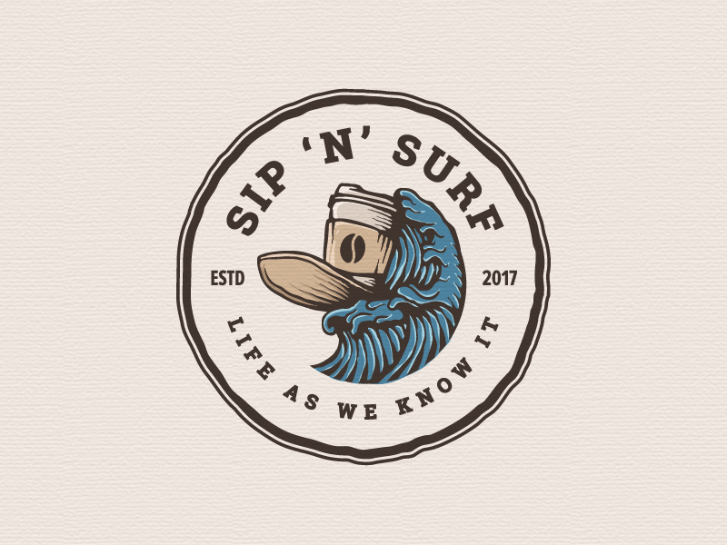Old Surf Logo - Sip 'n' surf Logo by Nikola Petrovic | Dribbble | Dribbble