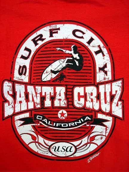 Old Surf Logo - Surf City Santa Cruz T-Shirts - Surfing Tee Shirts