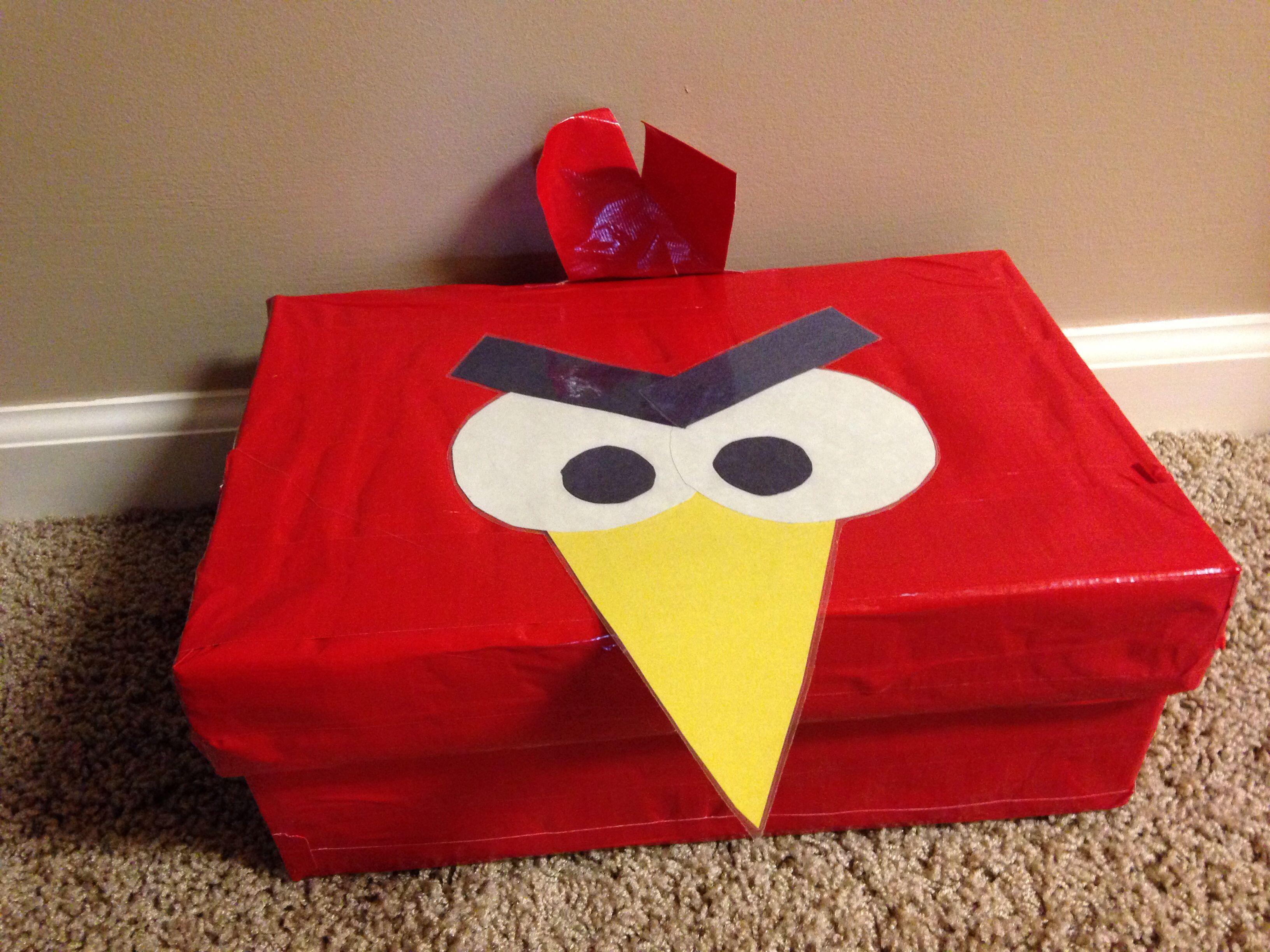 Red Box with White Bird Logo - Angry Birds Valentine Box You need: Shoebox Red duck tape White ...