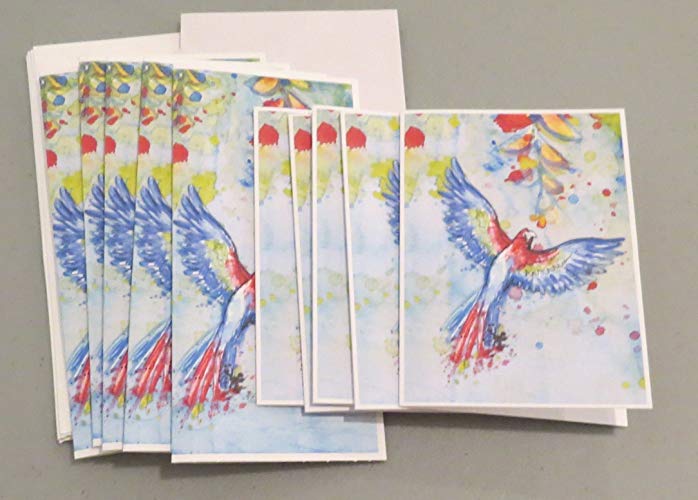 Red Box with White Bird Logo - Handmade Bright Exotic Bird Note Cards & Handmade Gift