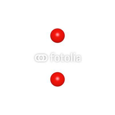 White Circle Red Colon Logo - Molecule structure like mathematical operation symbol of division or ...