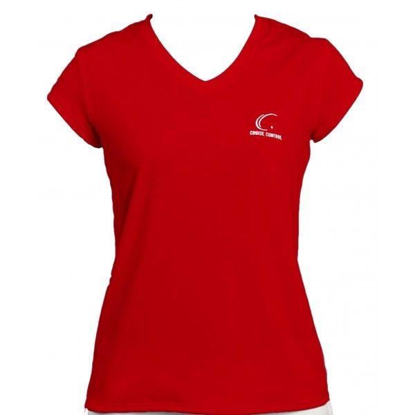 Tennis Apparel Logo - Women red cap sleeve shirt athletic fitness top