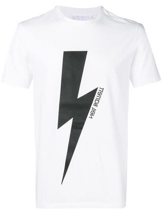 Lightning Bolt Logo - Neil Barrett lightning bolt logo print T-shirt $163 - Shop AW18 ...