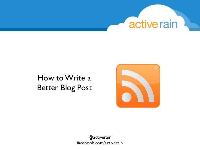 ActiveRain Logo - How to Write a Better Blog Post on ActiveRain