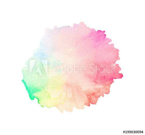 Rainbow Splash Logo - Hand draw multicolor watercolor splash backdrop. Ombre background