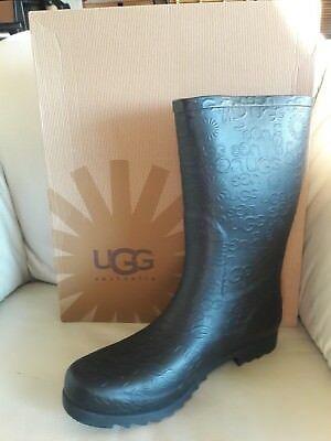 New UGG Logo - NIB UGG AUSTRALIA Wilshire Logo Tall Rain Boots Charcoal Gray Snow