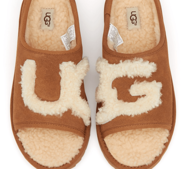 New UGG Logo - UGG Womens Size 9 Slide Tan Natural SLIPPER Sheepskin Logo Shoes ...