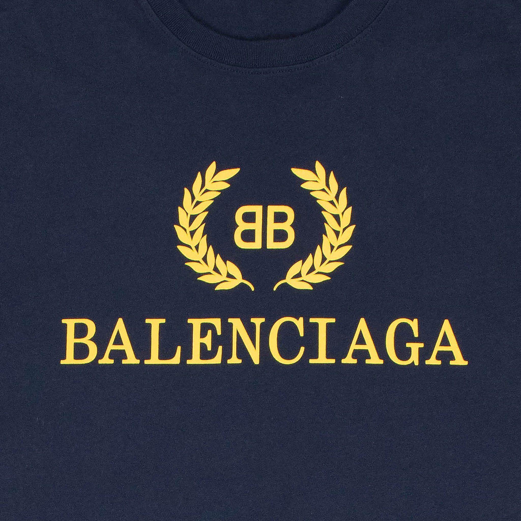 Blue Yellow Crown Logo - Balenciaga BB Crown Logo Blue Yellow T Shirt – Crepslocker