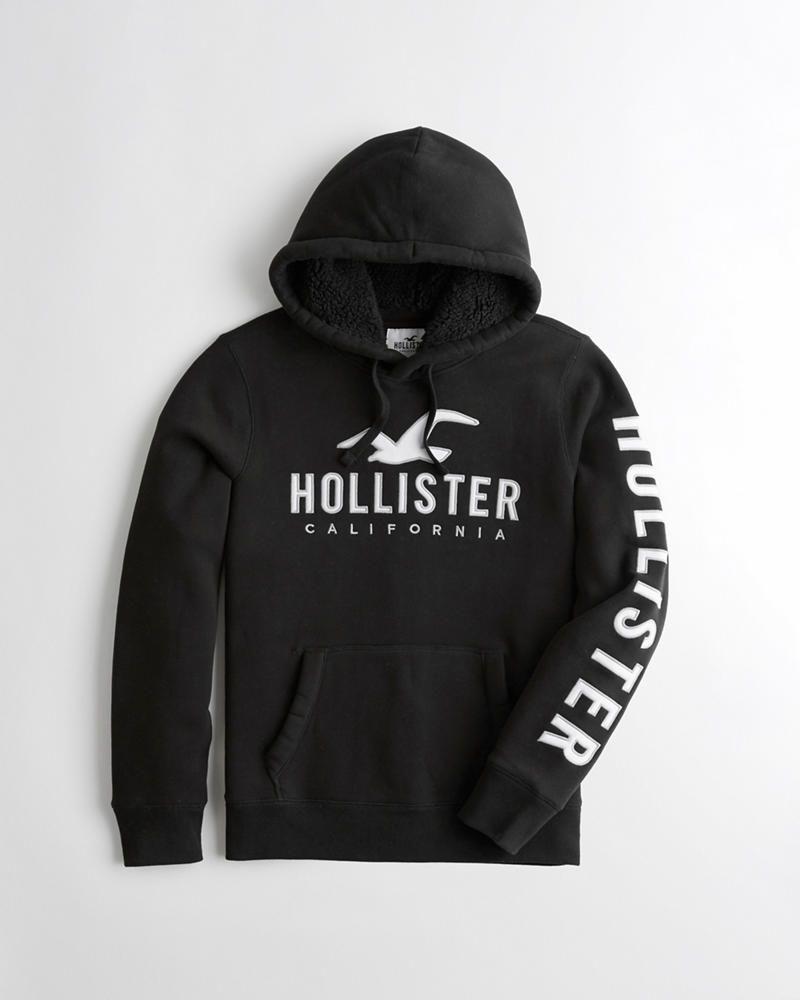 Black Hollister Logo - Hollister Sherpa-Lined Logo Graphic Hoodie | Hollister Gift Guide ...