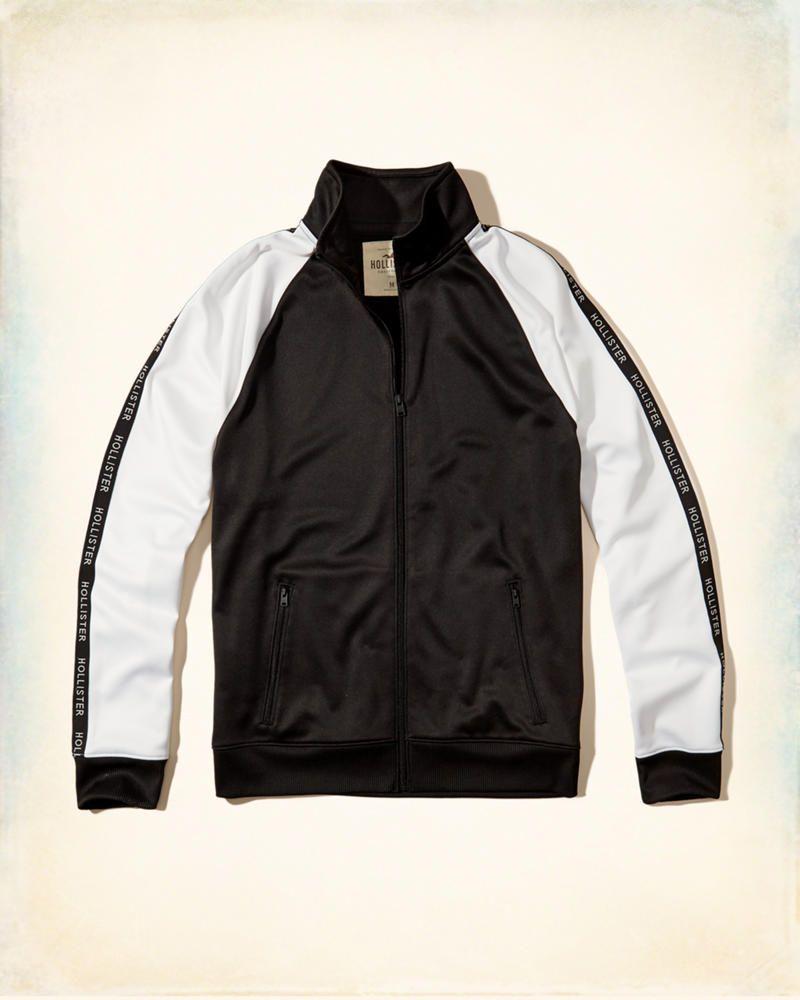 Black Hollister Logo - Hollister Logo Track Jacket - Full Zip | BLACK AND WHITE : www ...