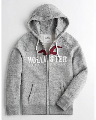 Black Hollister Logo - Snag These Sales! 50% Off Guys Logo Graphic Full-Zip Hoodie from ...