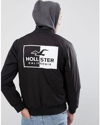 Black Hollister Logo - Winter Shopping Special: Hollister Back Logo Stretch Bomber Jacket ...