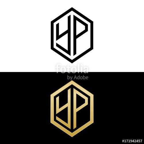 YP Logo - initial letters logo yp black and gold monogram hexagon shape vector ...