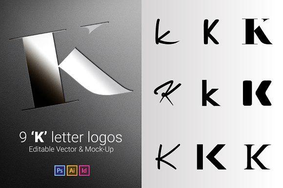 9 Letter Logo - K Letter Logos & Mock Up Logo Templates Creative Market