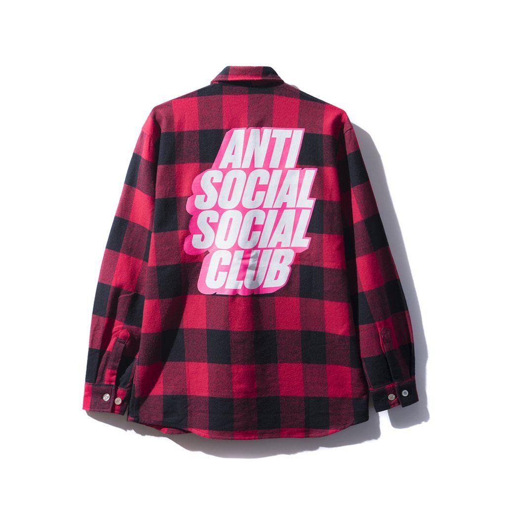 Red Anti Social Social Club Logo - Blocked Logo Flannel