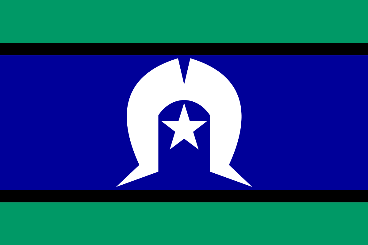 Blue Green with White Star Logo - Torres Strait Islander Flag
