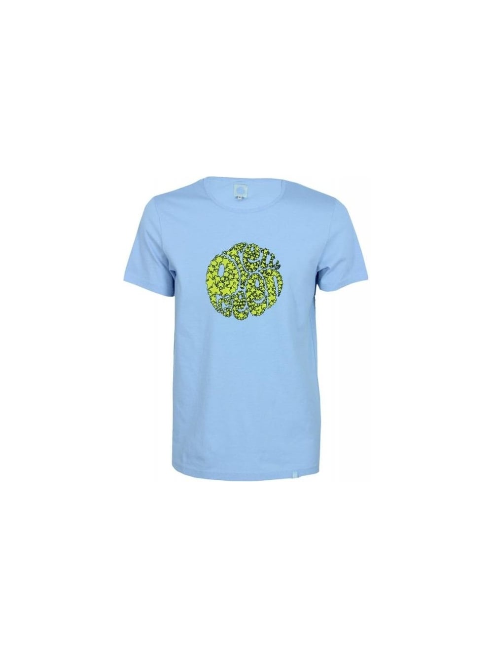 Blue Green with White Star Logo - Pretty Green Star Logo Print T Shirt in Washed Blue