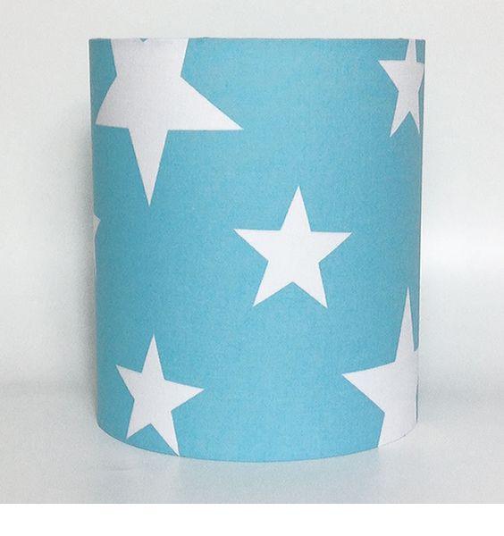 Blue Green with White Star Logo - White Star, Blue Medium Fabric Light Shade online at Children's Rooms