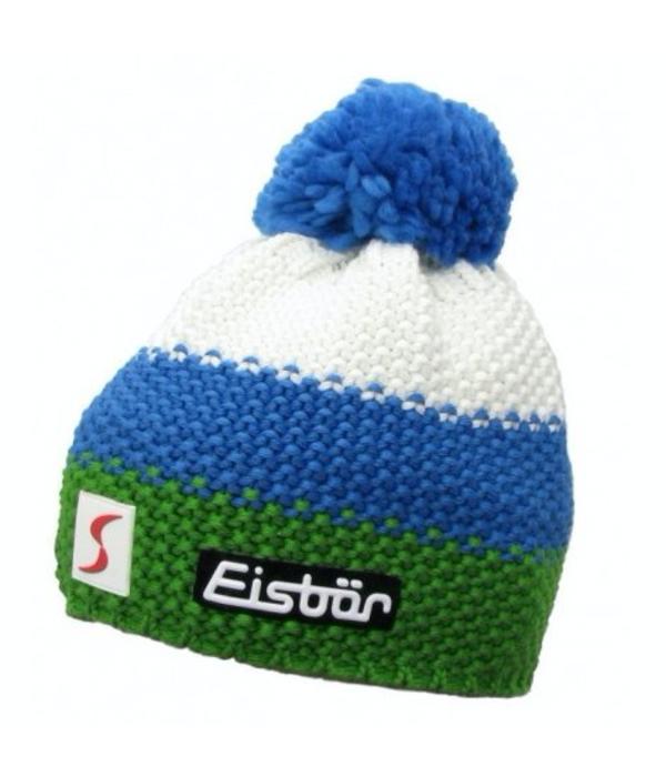 Blue Green with White Star Logo - EISBAR WINTER HATS KID STAR POMPON- WHITE/BLUE/GREEN - KIDS (2-7Y ...