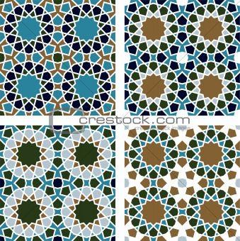Blue Green with White Star Logo - Image 2601312: 4 Islamic Star Patterns Brown, Blue, Green, White