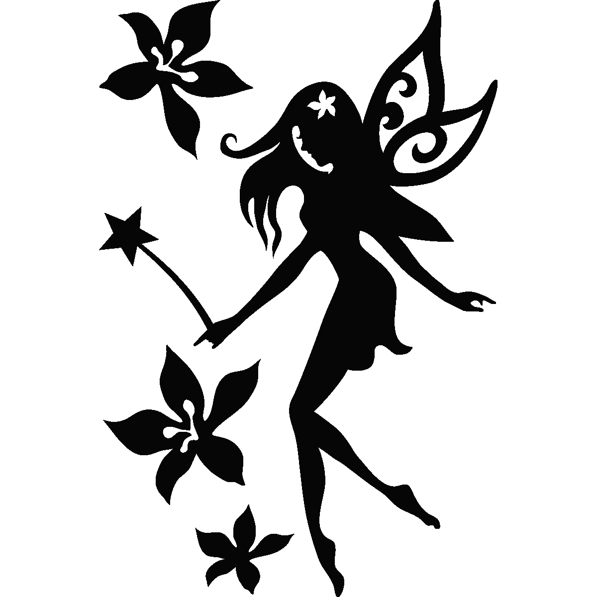 Tinkerbell Black and White Logo - Fairy on a flower download - RR collections