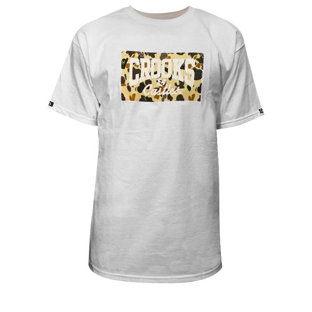 Camo Crooks and Castles Logo - Crooks & Castles Logo Camo T Shirt In White