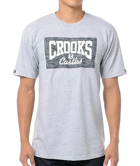Camo Crooks and Castles Logo - Crooks and Castles Tiger Camo Core Logo Grey T-Shirt | Zumiez