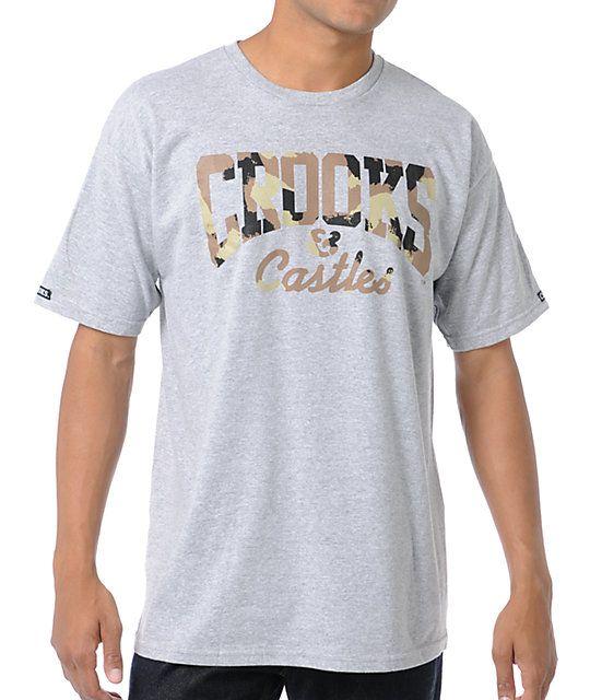 Camo Crooks and Castles Logo - Crooks And Castles Camo Core Logo Heather Grey T Shirt