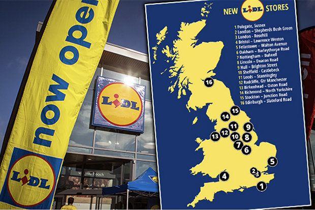 Yellow and Green Supermarket Logo - Lidl will open 16 new stores in UK in next two weeks as part of a ...