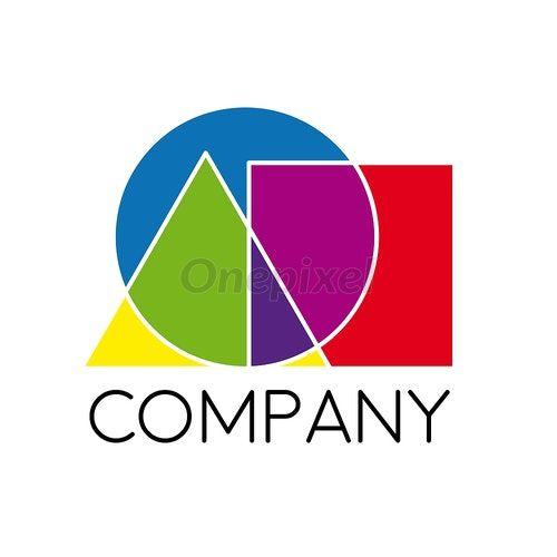 Triangle in Circle Company Logo - Vector sign geometric shapes. Square, triangle and circle